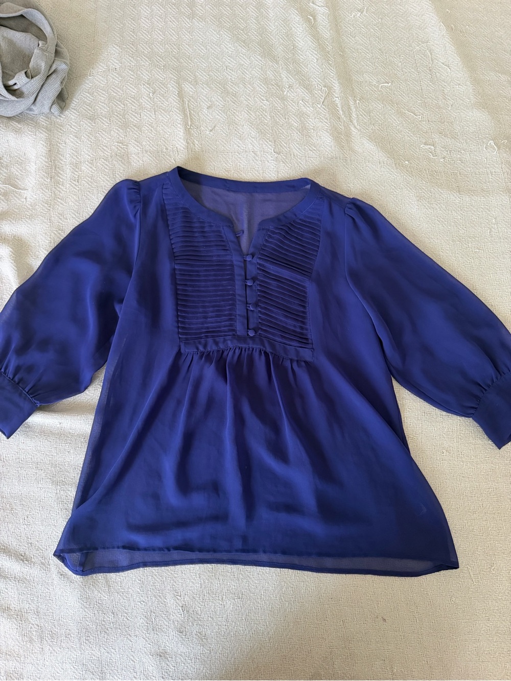 Women’s Navy Blue Pleated Front Blouse